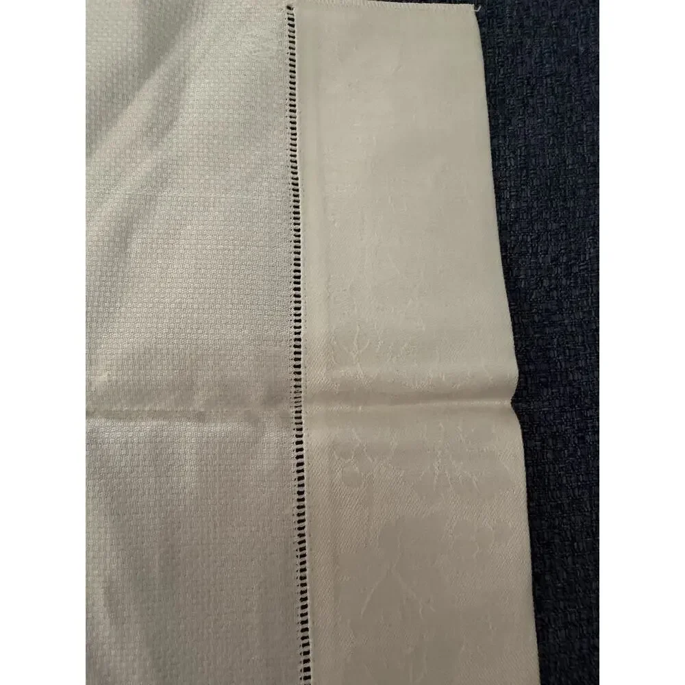 VTG Set Of 4 Pure Irish Linen Double Floral Trim Patterned Napkins 21x21 Ireland